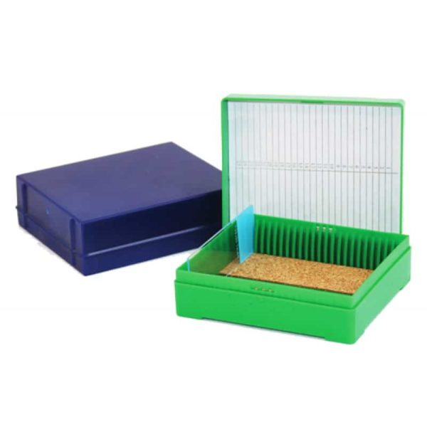 Tek-Select® 25 Microscope Slide Storage Box, Plastic, Blue, 20 per Case ...