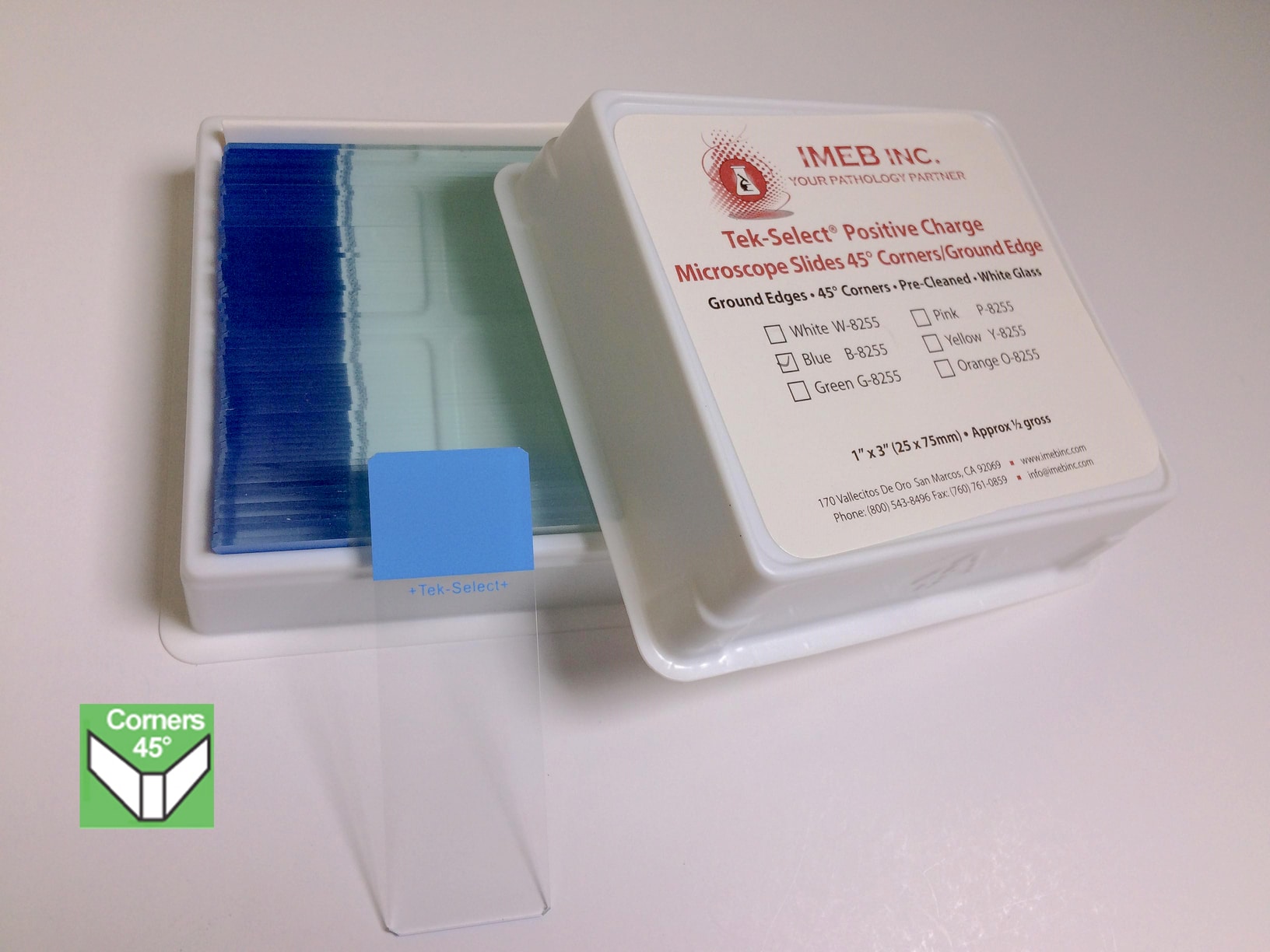 Tek-Select® 25 Microscope Slide Storage Box, Plastic, Blue, 20 per Case -  IMEB Inc.