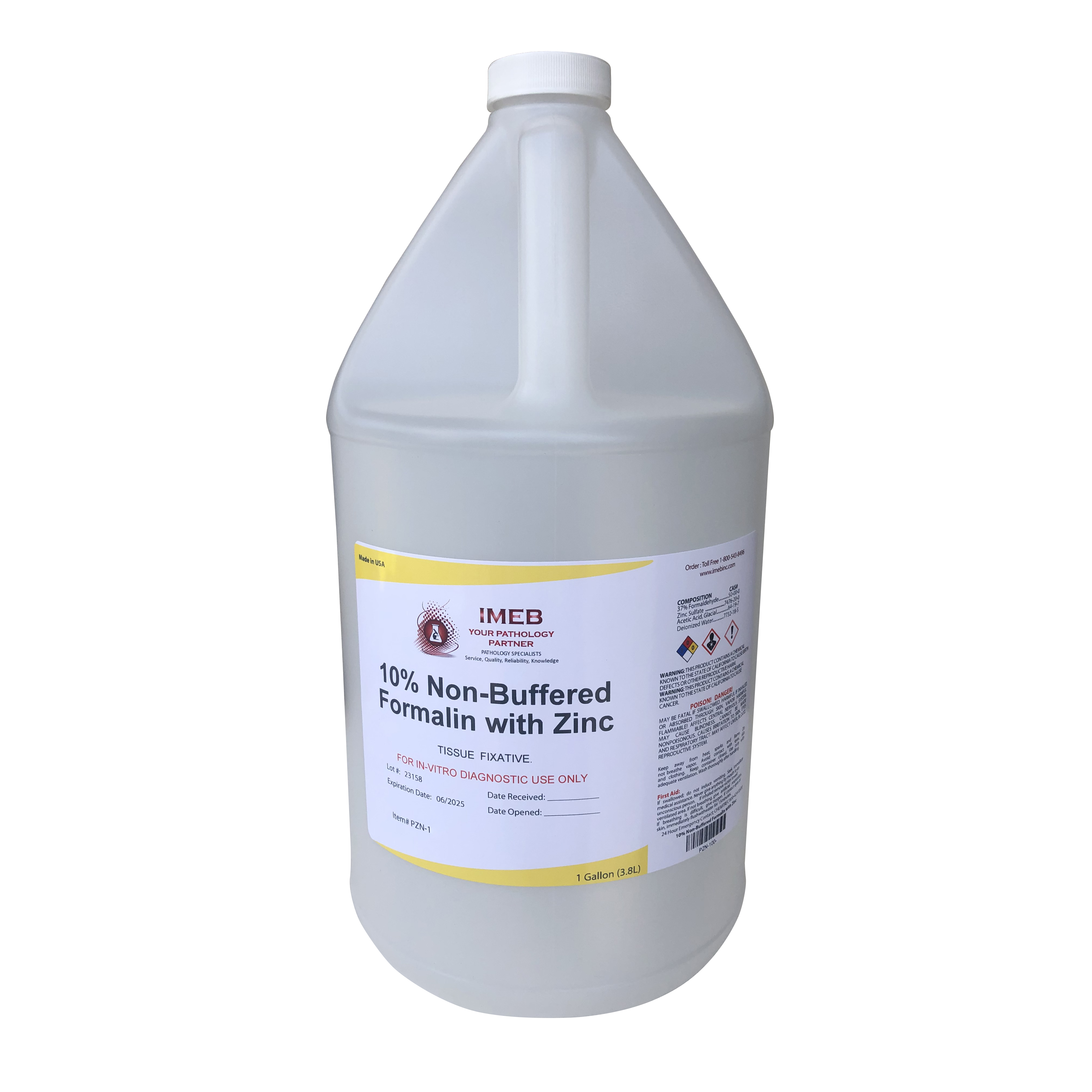 Non-Buffered Zinc Formalin 1 Gallon - IMEB Inc.