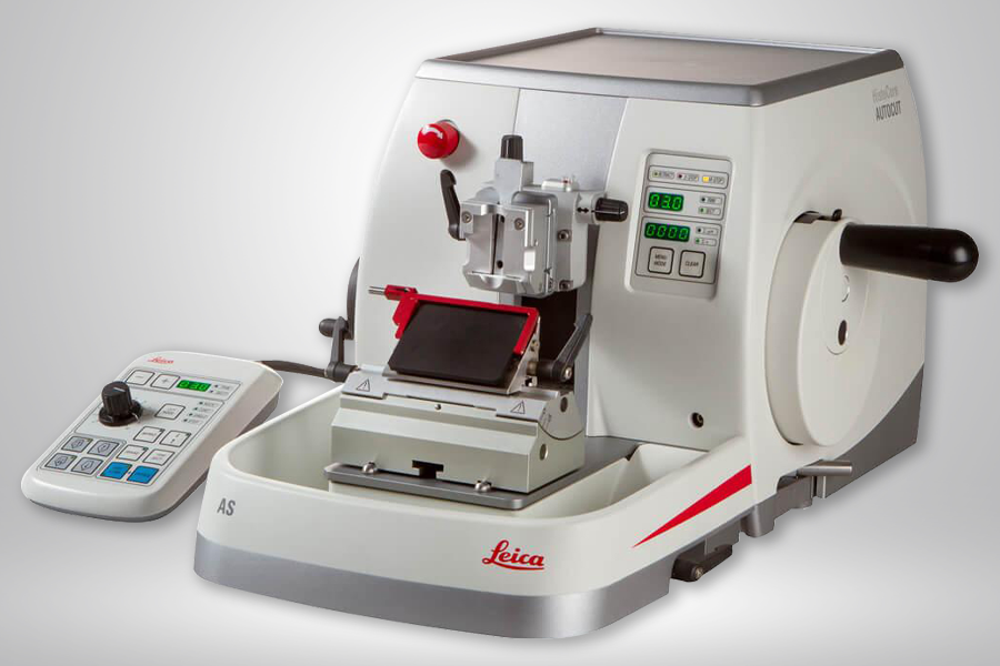 Leica HistoCore Autocut Microtome on gray and white background